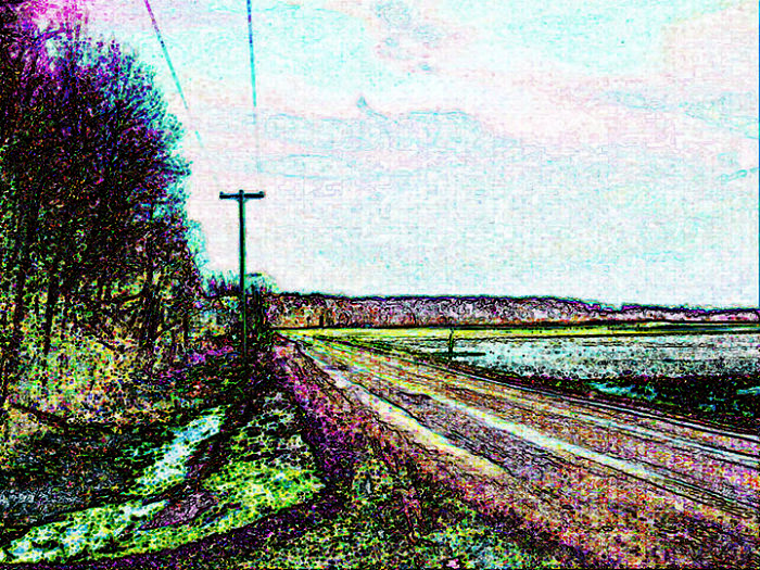 A Drawing Done With Colored Pencils. This Is The Road Where My Family Lived When I Was A Child.