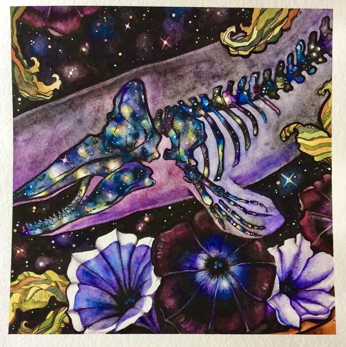 This Is The First Watercolor Painting I Was Ever Proud Of! And Now I Paint For A Living! (Hitchhikers Guide Inspired!)