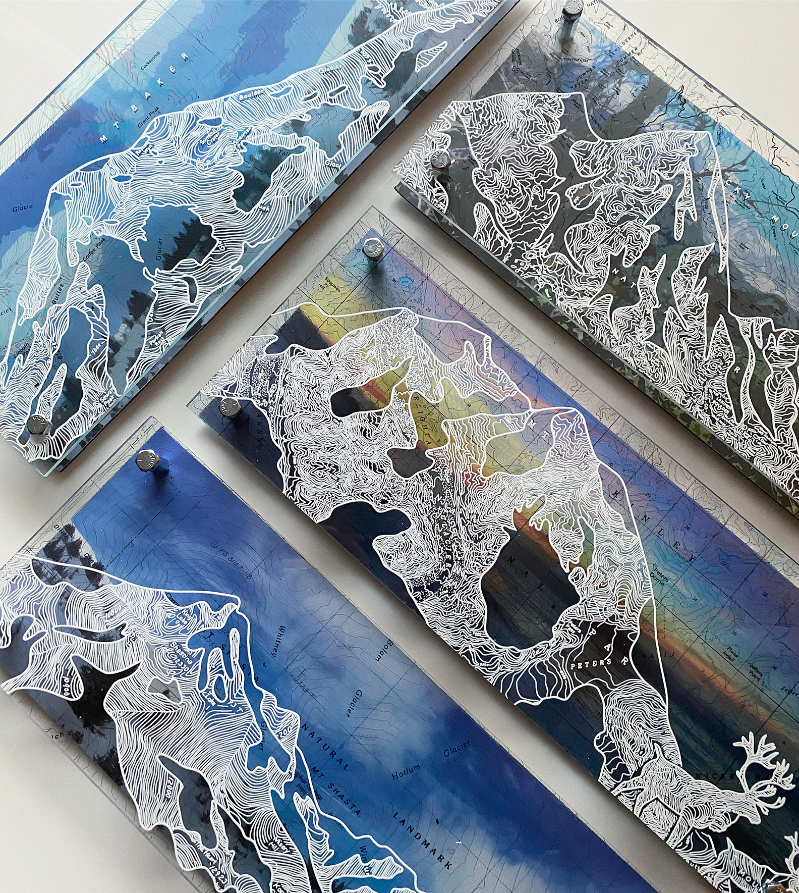 I Make Art Using Plexiglass, Maps, White Ink & Original Photography.