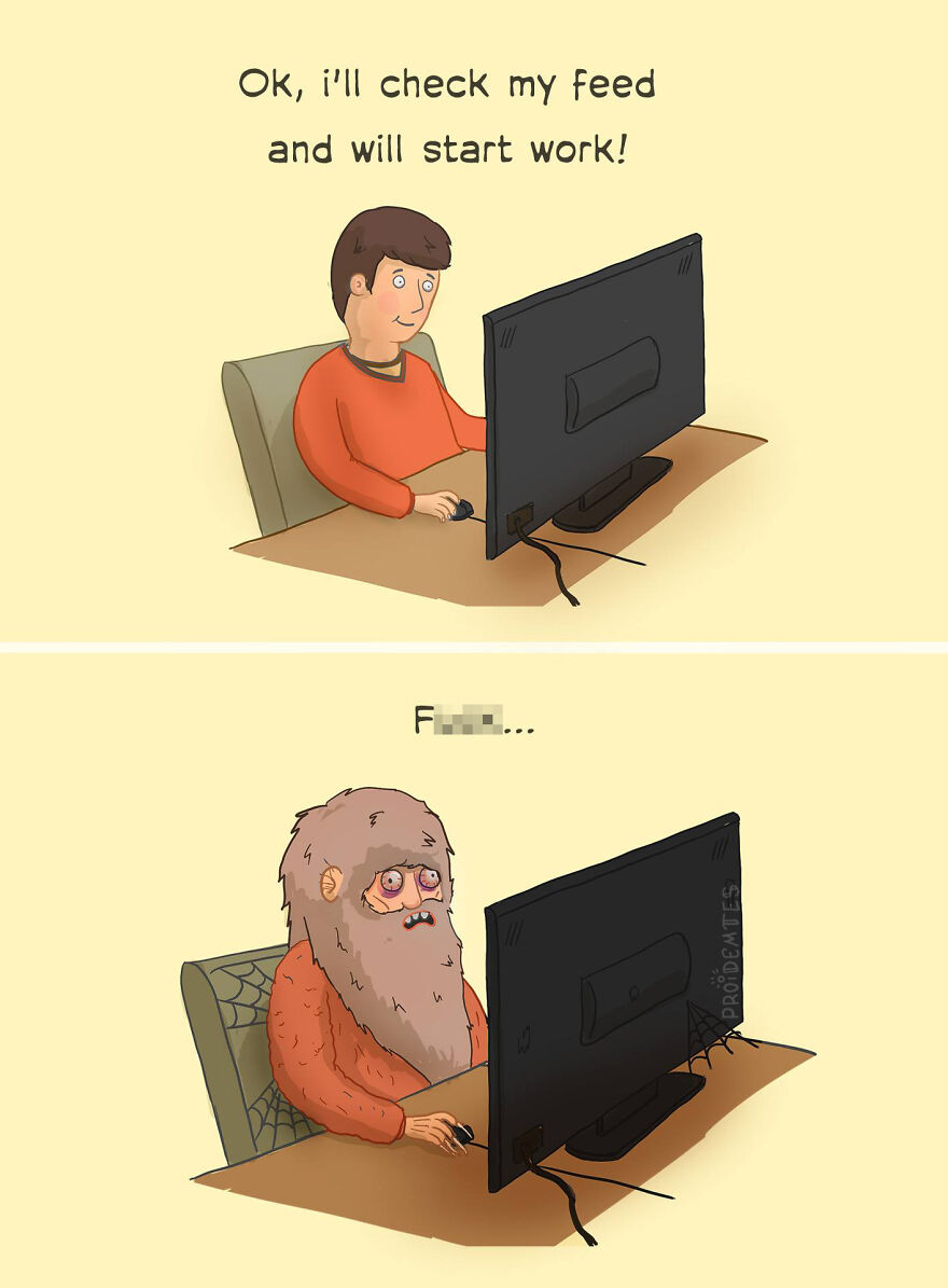 When You're About To Work, But Want To Check The Feed First