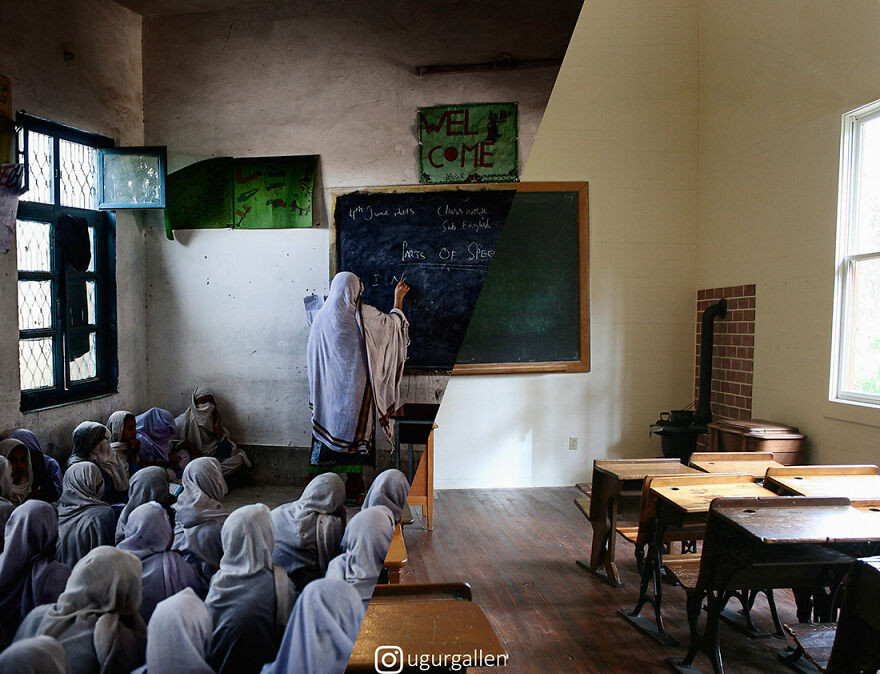 I Show The Contrast Between The Two Worlds That We Currently Live In By Combining Photos