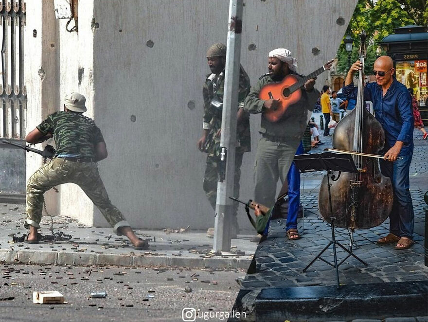 I Show The Contrast Between The Two Worlds That We Currently Live In By Combining Photos