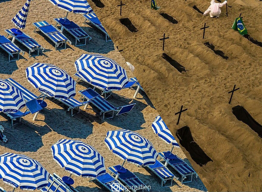 I Show The Contrast Between The Two Worlds That We Currently Live In By Combining Photos