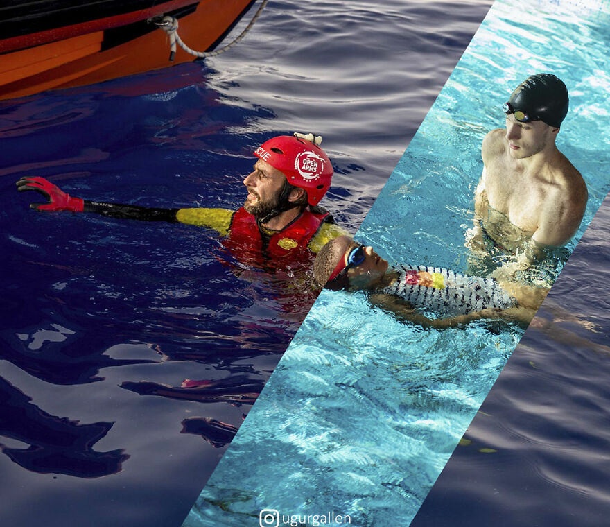 I Show The Contrast Between The Two Worlds That We Currently Live In By Combining Photos