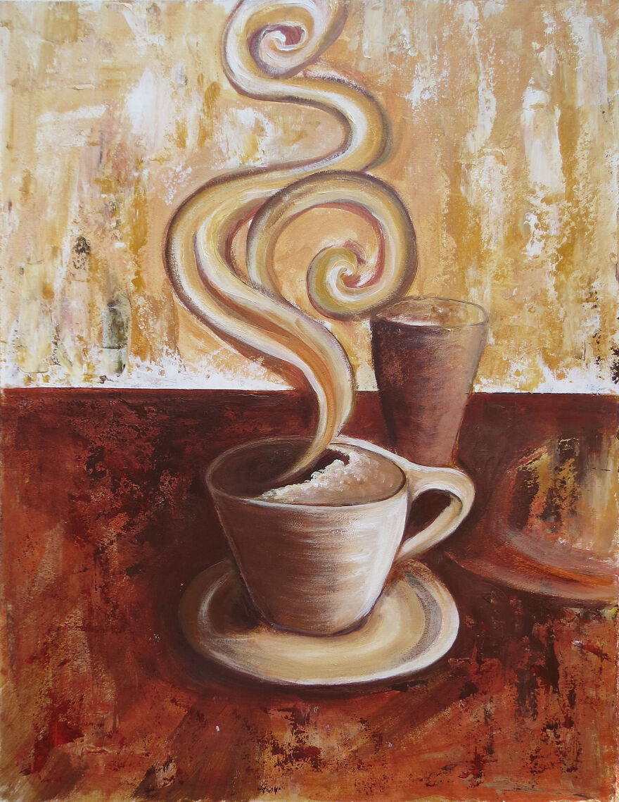 Abstract Cup Of Coffee | Tea Acrylic Painting