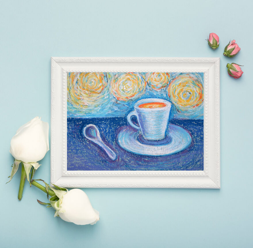 Oil Pastel Drawing In Van Gogh Style, Poster Option