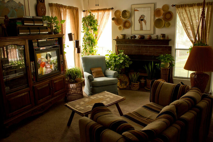 My 70s-80s Living Room. Everything Thrifted Or Gifted