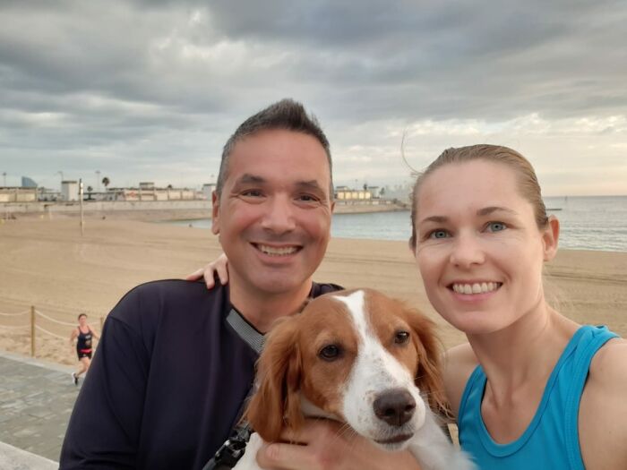 Family Walk On The Local Beach