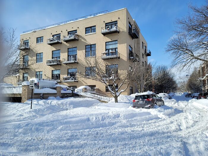 A View Of The Ice House Lofts On A Very Snowy Day. My Unit Is On The Second Level.