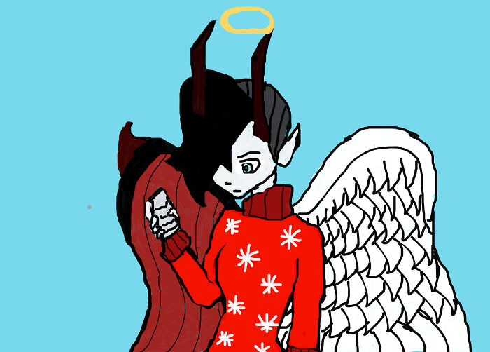 I Drew My Oc Her Name Is Gen She Is Designed As Half Demon And Angel And One Day I Hope To Make An Anime About Her Life When I Get Older