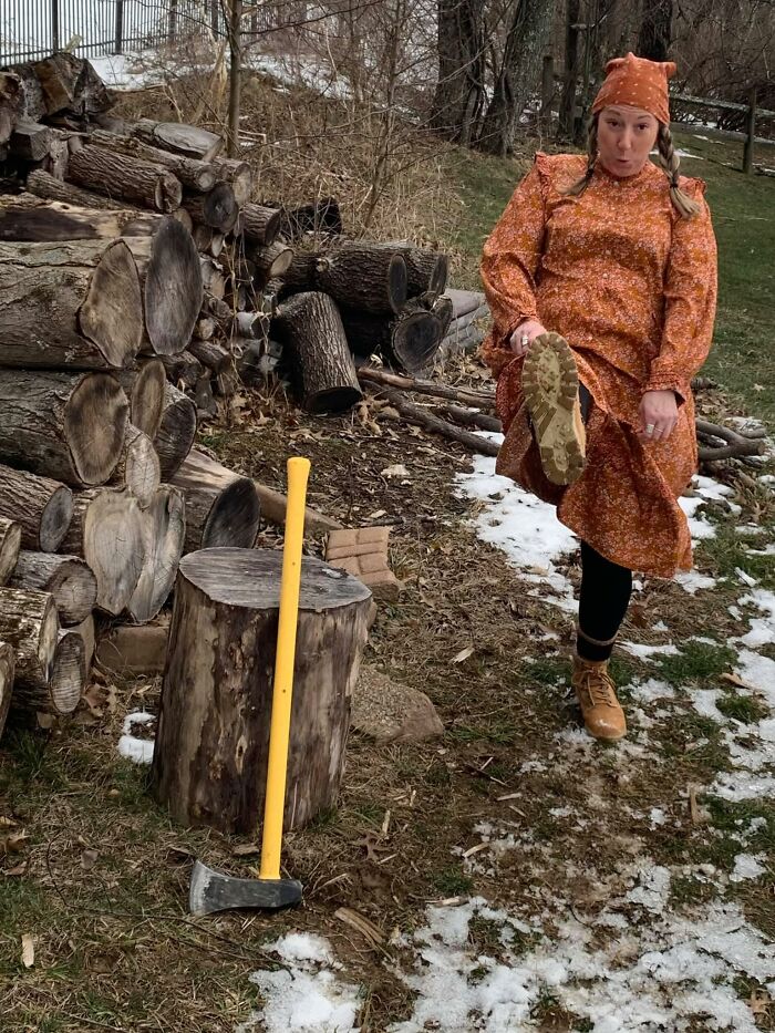 Generous Amounts Of Fabric And Large Skirt Helps Me Kick The Crap Out Of This Woodpile