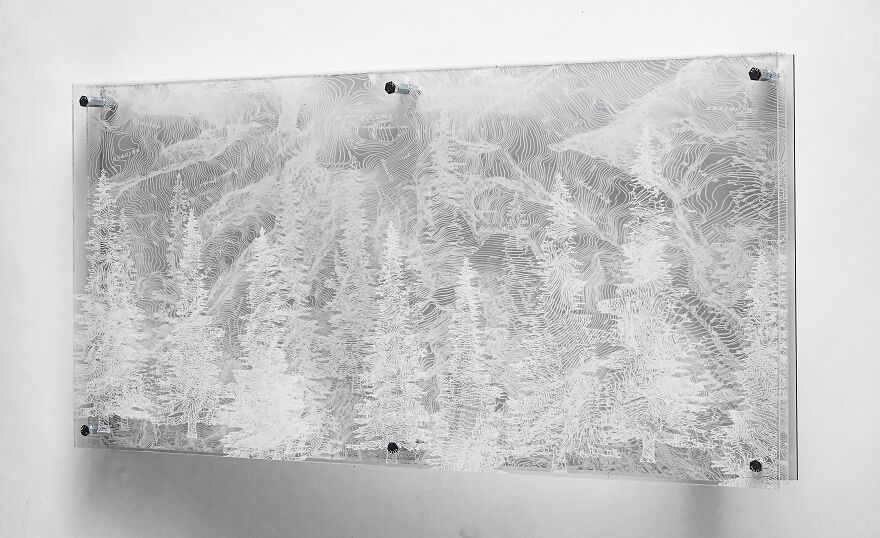 I Make Art Using Plexiglass, Maps, White Ink & Original Photography.