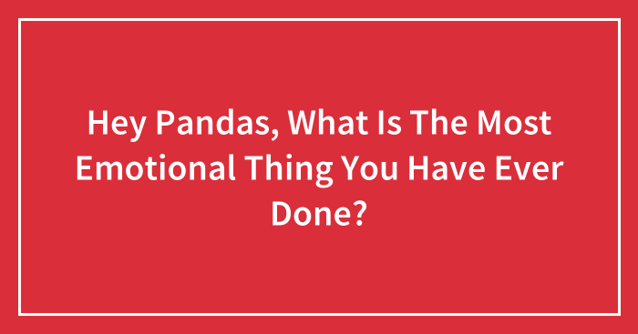 Hey Pandas, What Is The Most Emotional Thing You Have Ever Done? (Closed)
