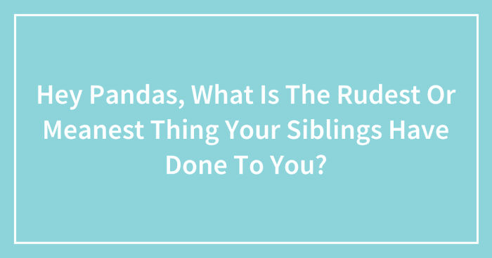 Hey Pandas, What Is The Rudest Or Meanest Thing Your Siblings Have Done To You? (Closed)