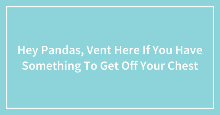 Hey Pandas, Vent Here If You Have Something To Get Off Your Chest (Closed)