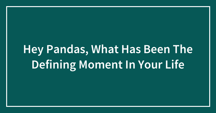 Hey Pandas, What Has Been The Defining Moment In Your Life