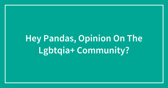 Hey Pandas, Opinion On The Lgbtqia+ Community?