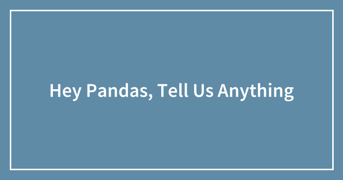 Hey Pandas, Tell Us Anything (Closed)