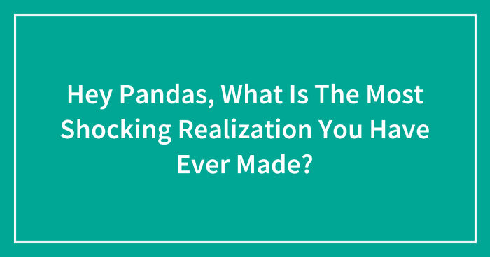 Hey Pandas, What Is The Most Shocking Realization You Have Ever Made? (Closed)
