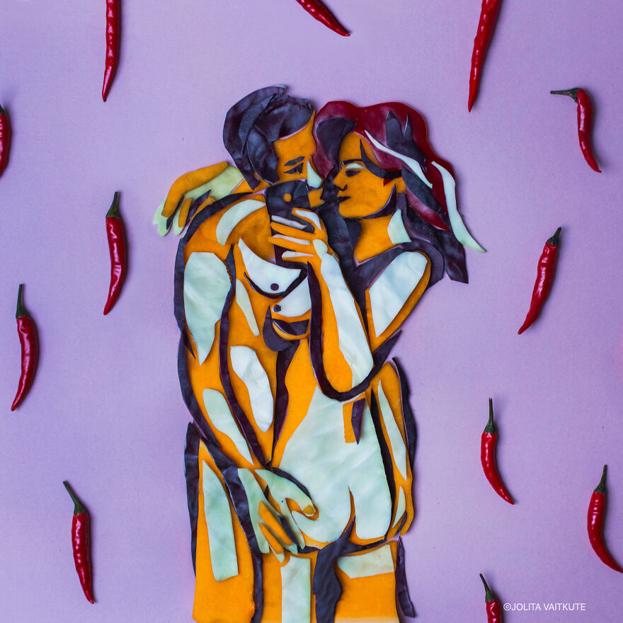 Selfies I Received. Butter Pumpkin/Chilli Pepper/Red Cabbage