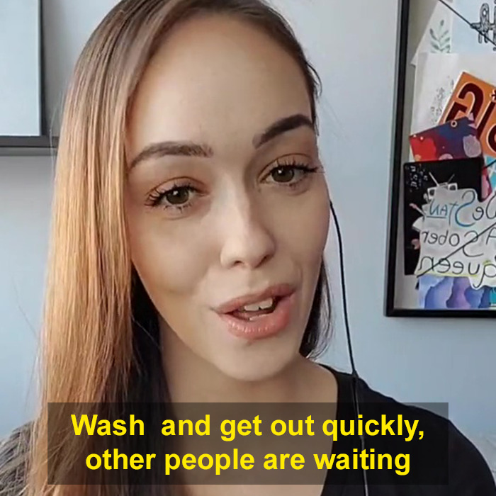 Showers Should Be Kept Short Because There's A Waiting Line