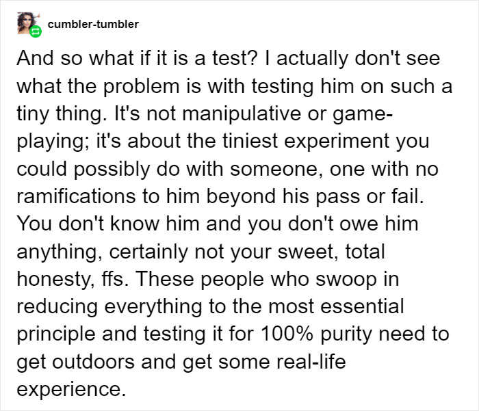 Woman Shares How She Tests Out Her Dates For Red Flags Before Going Out With Them, Starts A Heated Discussion Woman Shares How She Tests Out Her Dates For Red Flags Before Going Out With Them, Starts A Heated Discussion