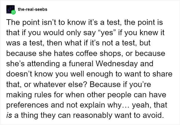 Woman Shares How She Tests Out Her Dates For Red Flags Before Going Out With Them, Starts A Heated Discussion Woman Shares How She Tests Out Her Dates For Red Flags Before Going Out With Them, Starts A Heated Discussion