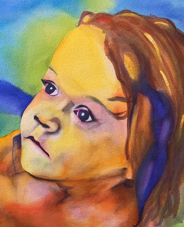 Grandbaby Girl Watercolor On Arches