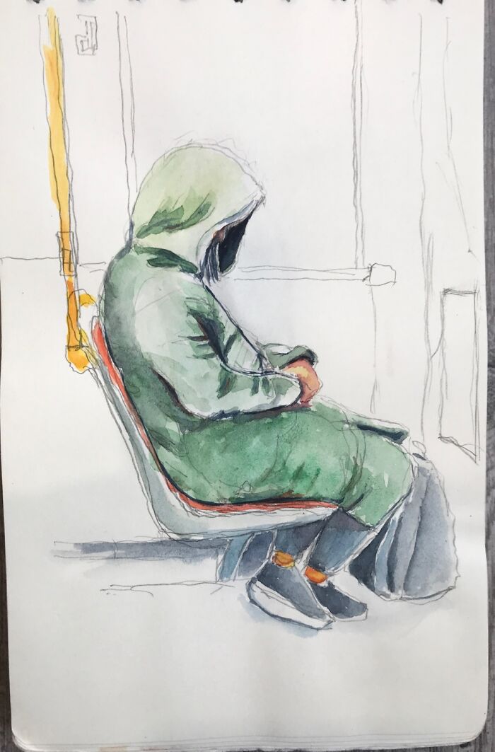 I Sketched This Watercolor Painting On The Bus