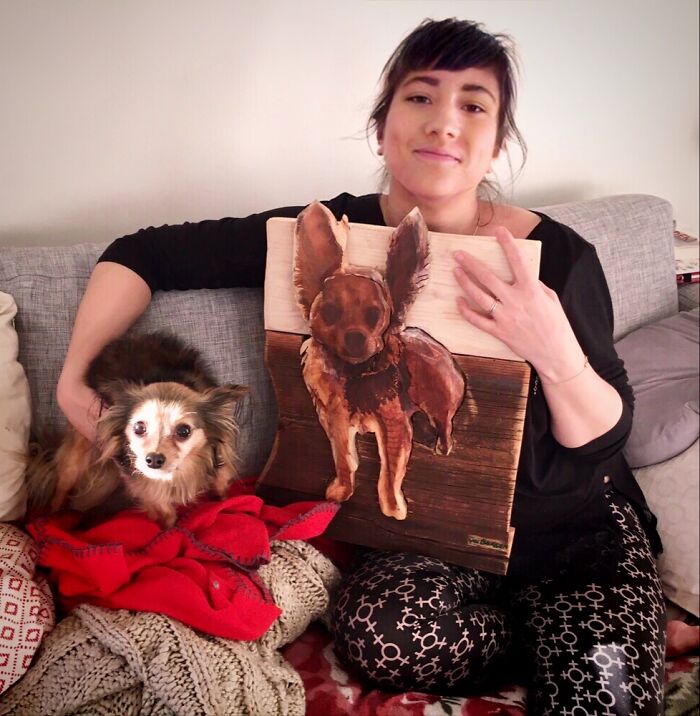 My Uncle Made Me An Amazing Wood Carving Of My Dog Leo