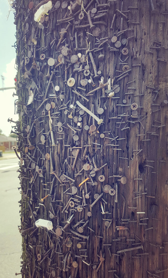 Utility Pole Shows Evidence Of Years Of Flyers