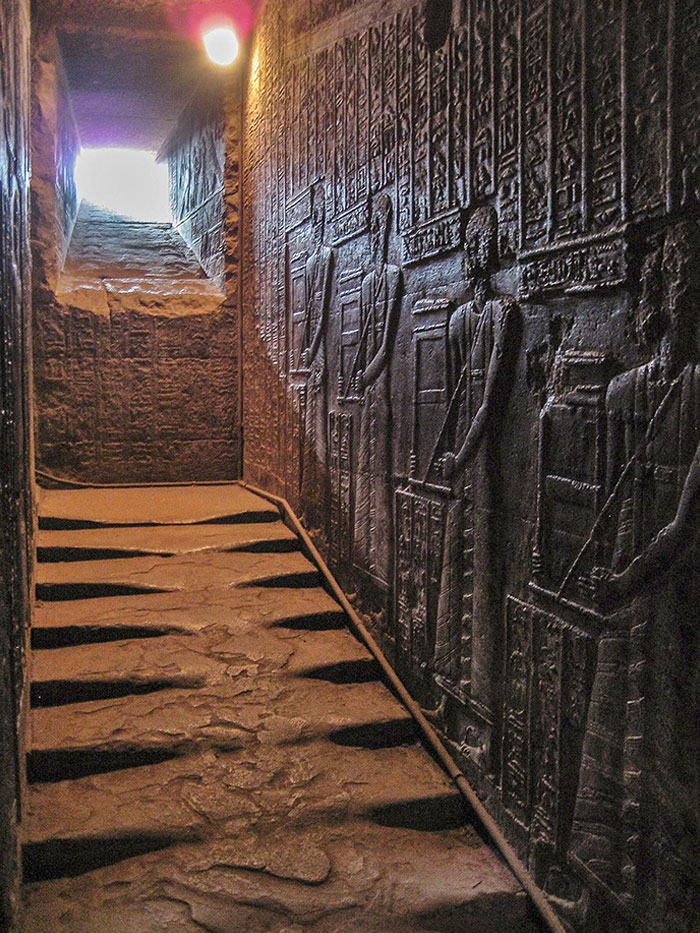 The Western Staircase Leading To The Roof Of The Temple Of The Goddess Hathor, Egypt. 2300 Years Old