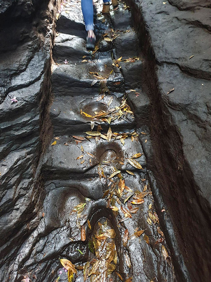 Steps At Hawkstone Folly Worn Down By Footsteps And Weather