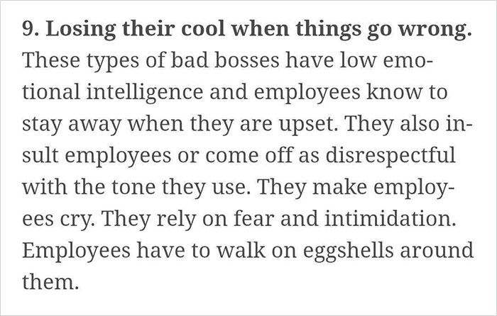 Person Explains How You Can Spot A Bad Boss Or Manager By Looking For These 10 Things Person Explains How You Can Spot A Bad Boss Or Manager By Looking For These 10 Things