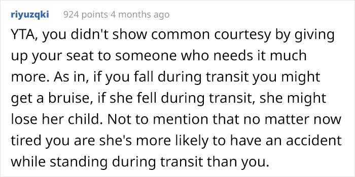 Guy Shares His Reasoning Behind Refusing To Give A Pregnant Lady His Bus Seat, People Are Not Convinced