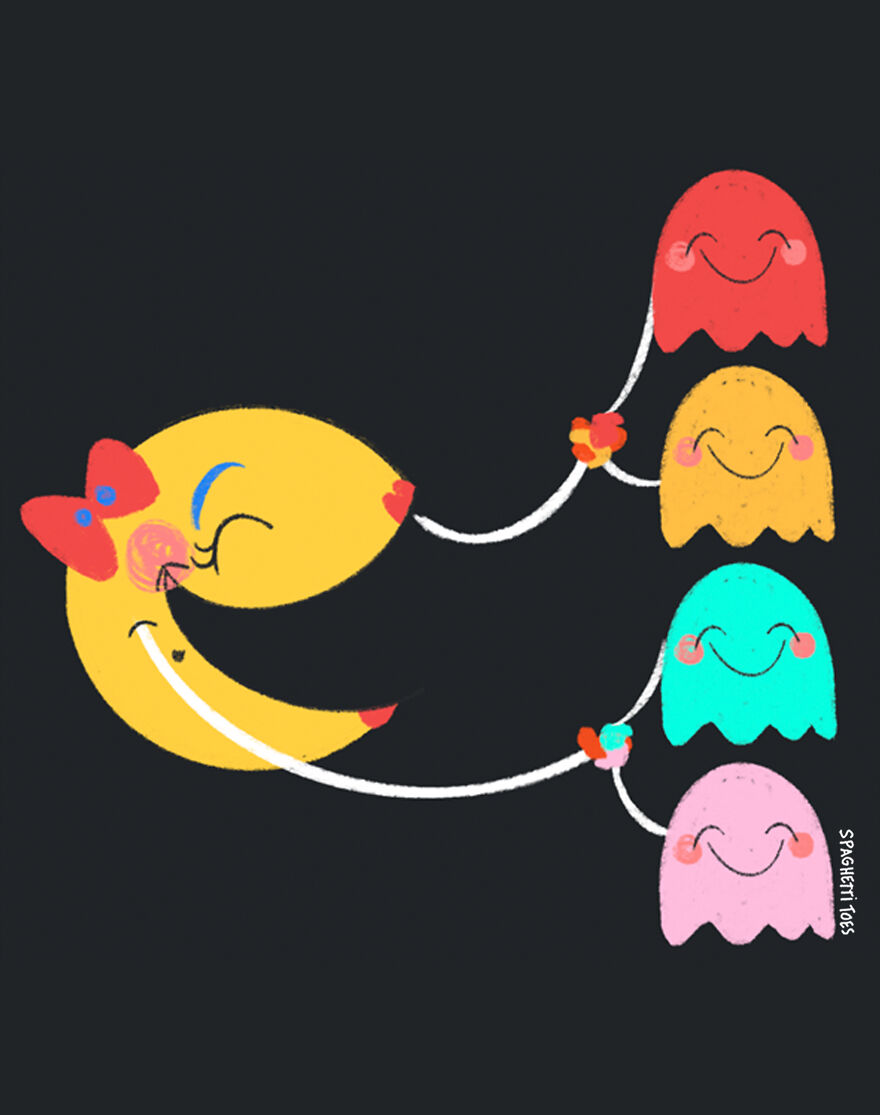 Ms. Pac-Man And The Ghosts From "Ms. Pac-Man"