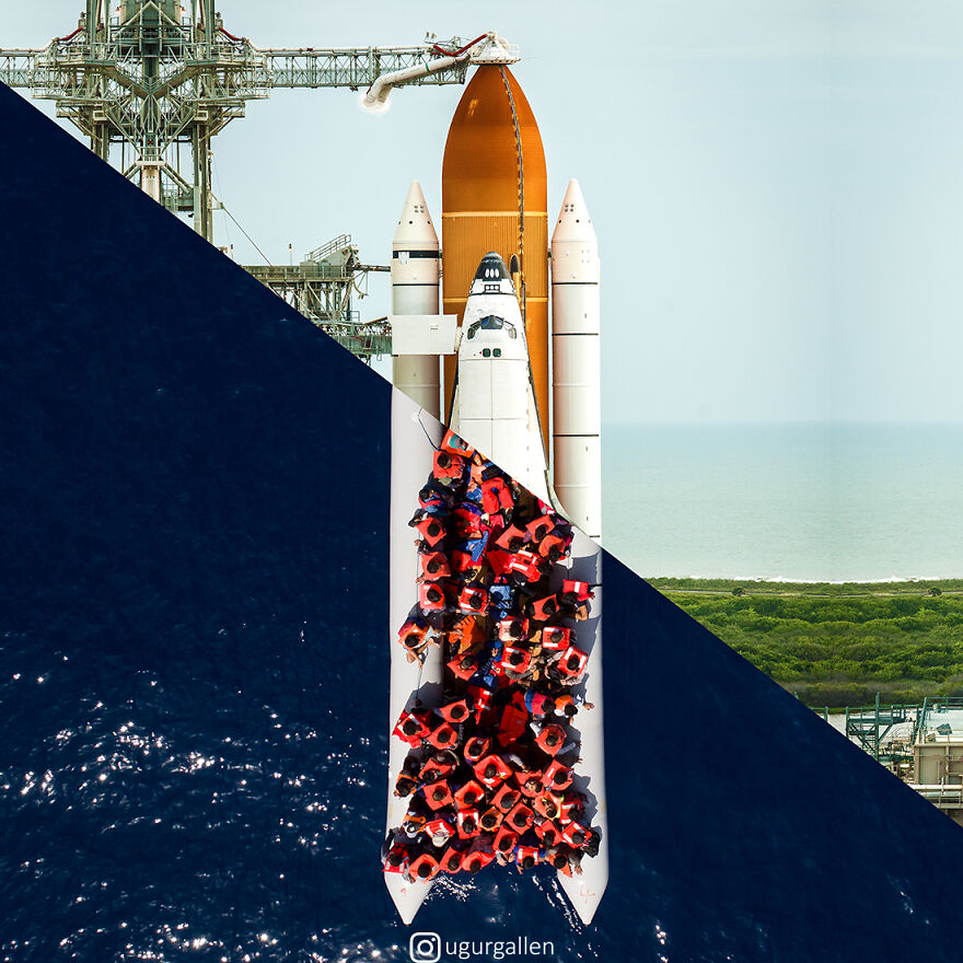 I Show The Contrast Between The Two Worlds That We Currently Live In By Combining Photos