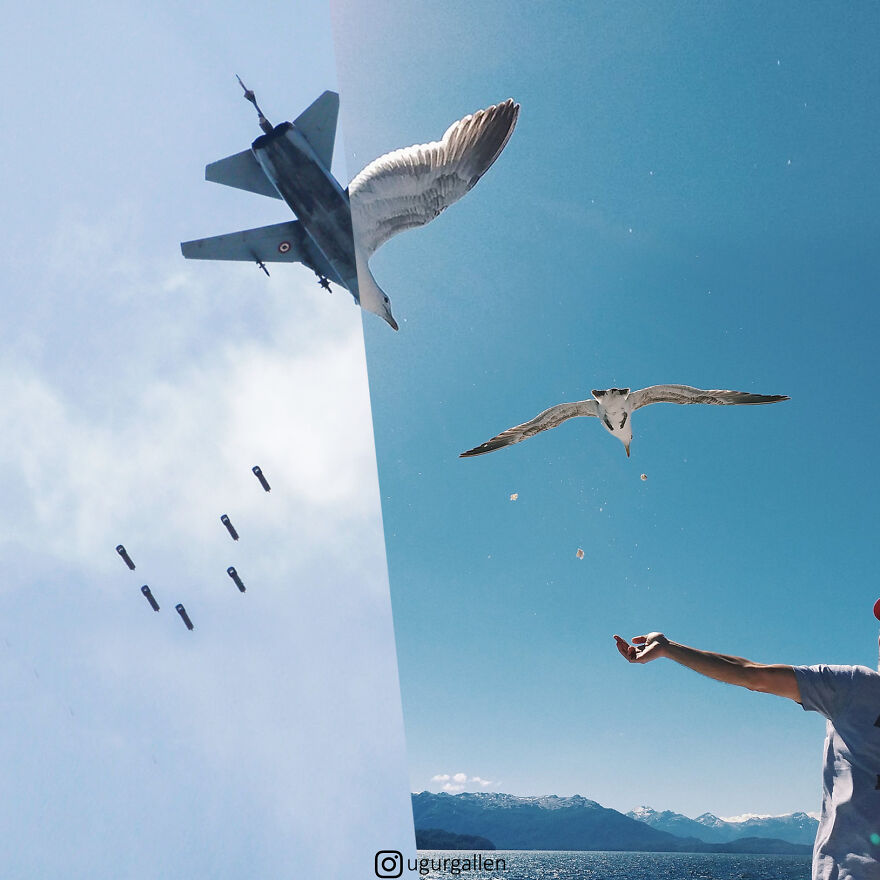 I Show The Contrast Between The Two Worlds That We Currently Live In By Combining Photos