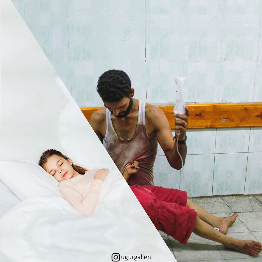 I Show The Contrast Between The Two Worlds That We Currently Live In By Combining Photos