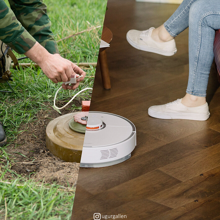 I Show The Contrast Between The Two Worlds That We Currently Live In By Combining Photos