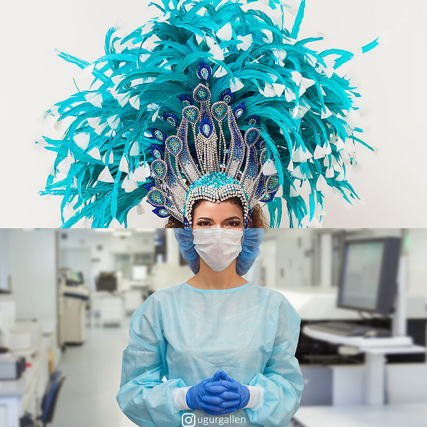 I Show The Contrast Between The Two Worlds That We Currently Live In By Combining Photos