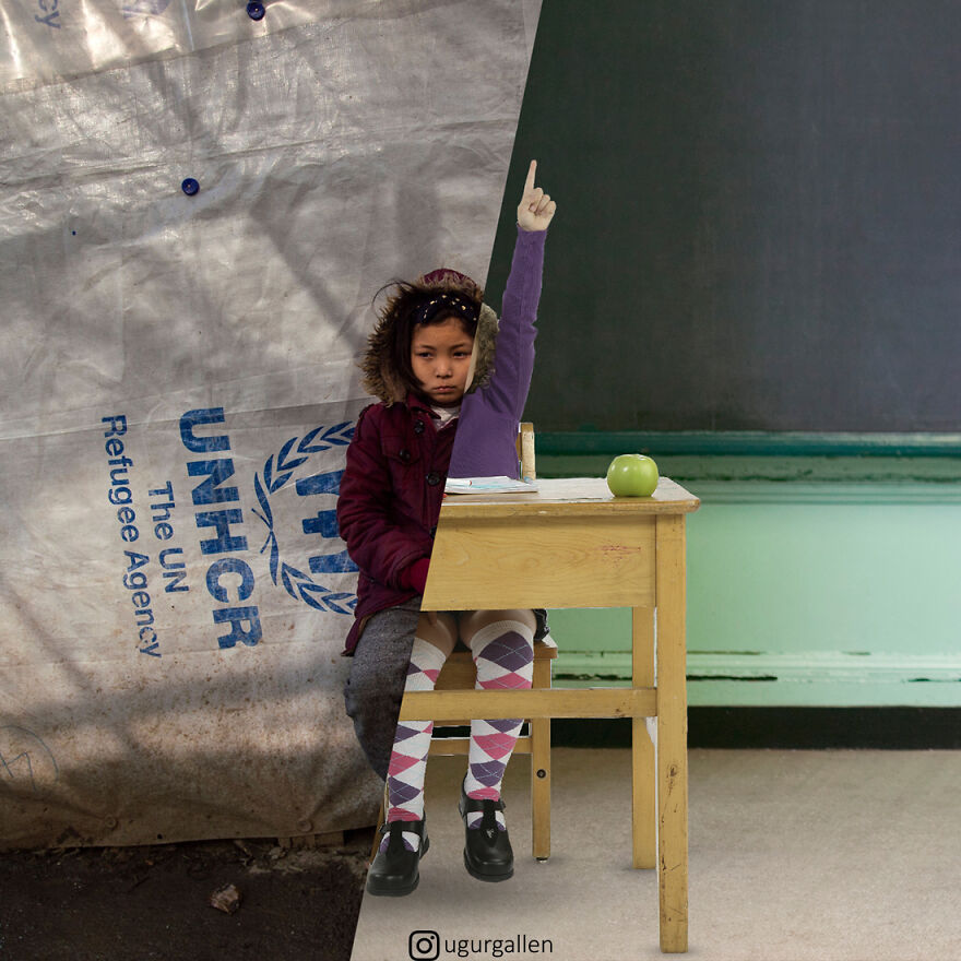 I Show The Contrast Between The Two Worlds That We Currently Live In By Combining Photos