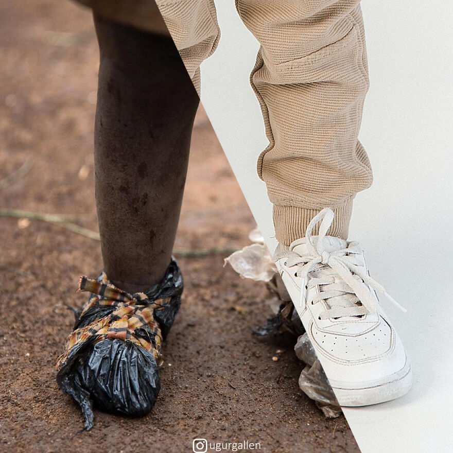 I Show The Contrast Between The Two Worlds That We Currently Live In By Combining Photos