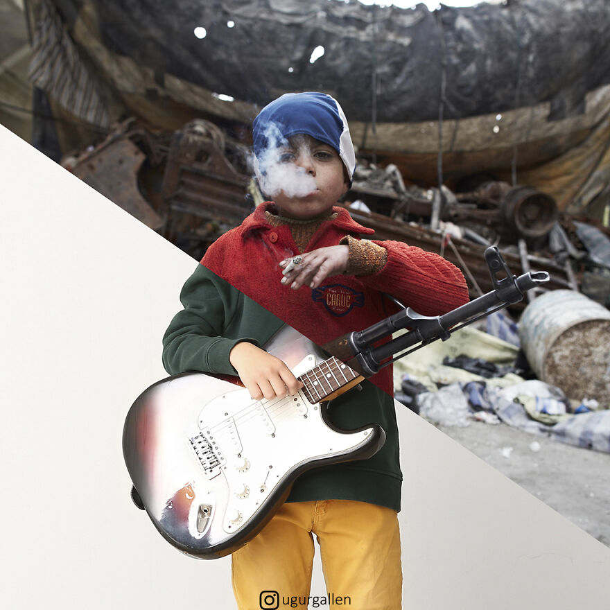 I Show The Contrast Between The Two Worlds That We Currently Live In By Combining Photos