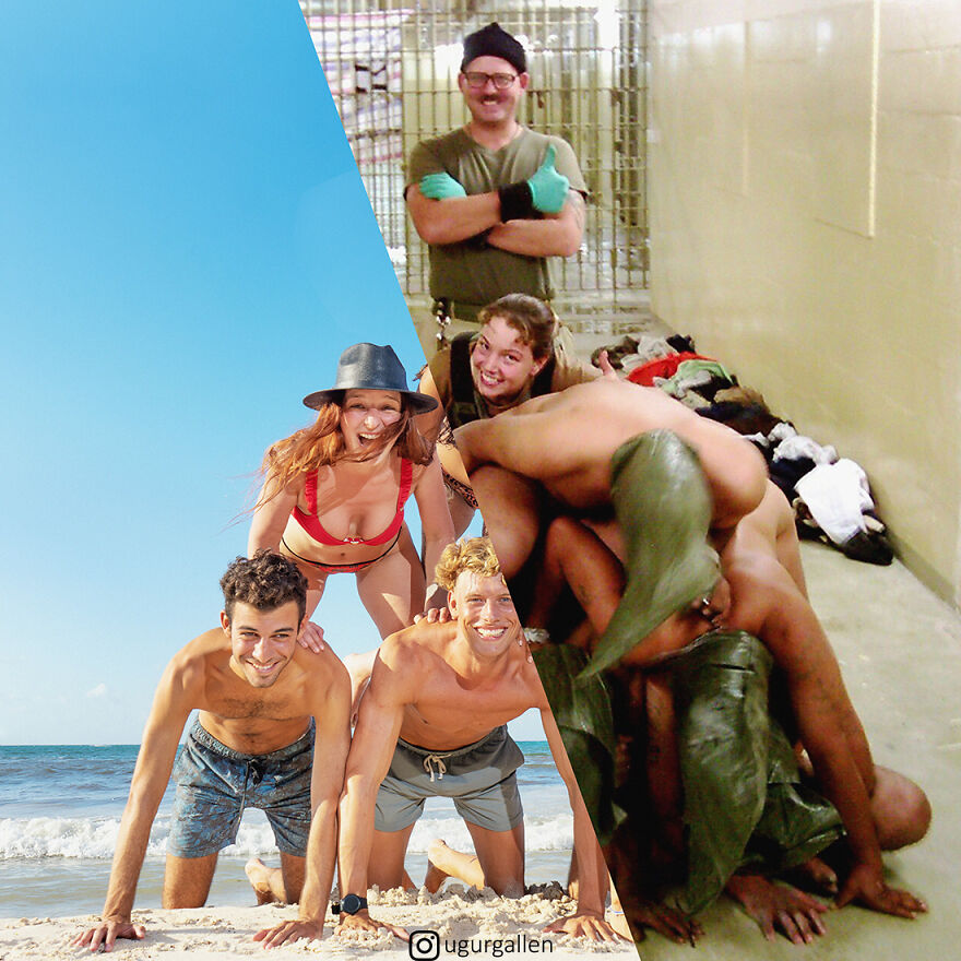 I Show The Contrast Between The Two Worlds That We Currently Live In By Combining Photos