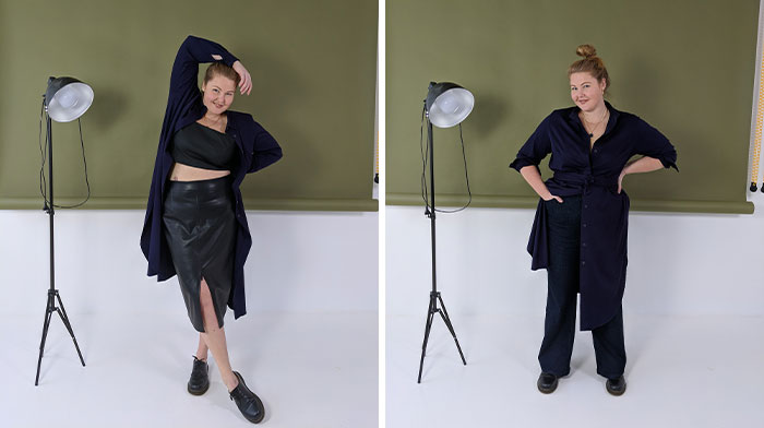 I Created These 13 Looks For Plus-Size Women Using Only A Shirt Dress