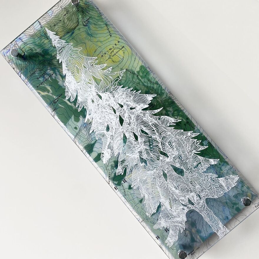 I Make Art Using Plexiglass, Maps, White Ink & Original Photography.