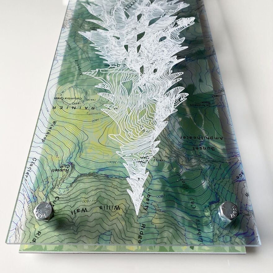 I Make Art Using Plexiglass, Maps, White Ink & Original Photography.