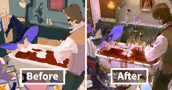 Sketch Vs. Final: Artists Show The Huge Difference Between Their Sketches And Finished Artwork (30 Pics)