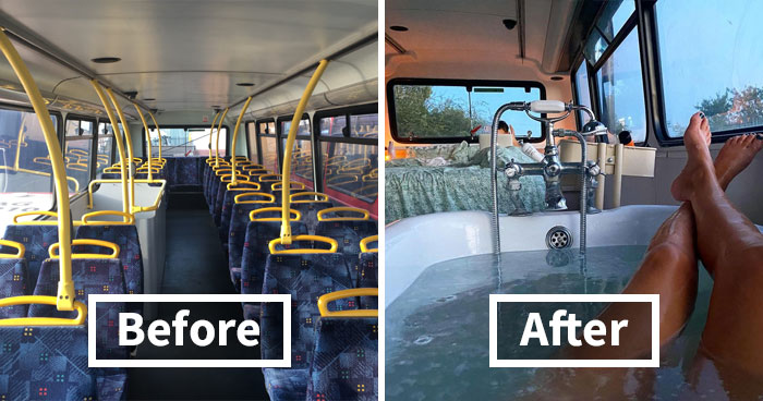 Couple Buys A London Double Decker Bus, Turns It Into A Dream Home Complete With A Fireplace And A Bathtub, Lives Mortgage Free
